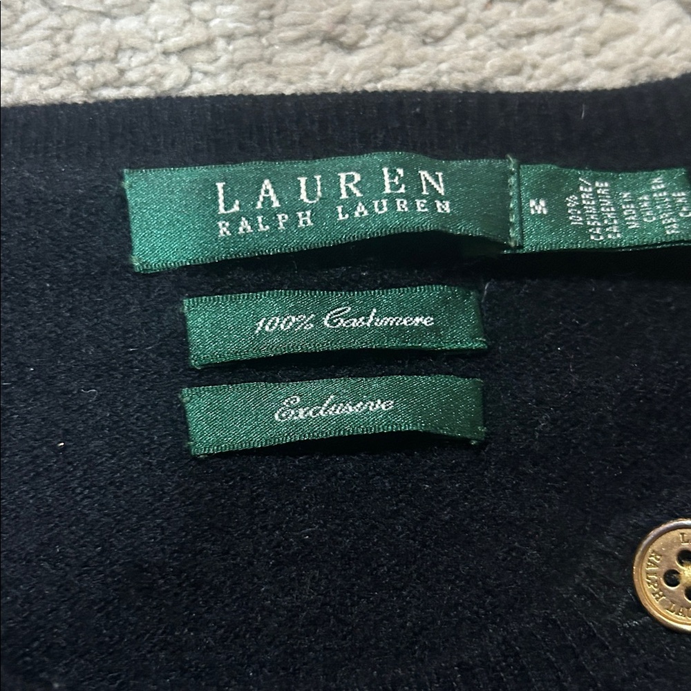 Ralph Lauren size M 100 percent cashmere black sweater EUC - Picture 2 of 4